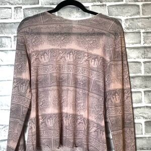 jean paul gaultier style pink and grey mesh long sleeve top vintage